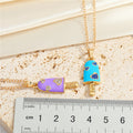 Gold Tone Crystal Heart Ice Pop Pendant Necklaces in Five Colors view 2