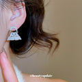 Silver Tone Crystal Triangle Fan Drop Earrings Metal Tone Jewelry view 3