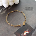 Paperclip Chain Bracelet Letter Tag Pendant Gold Steel view 2