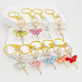 Ballerina Dancer Keychain Rhinestone Gold Ring Nine Colors view 3