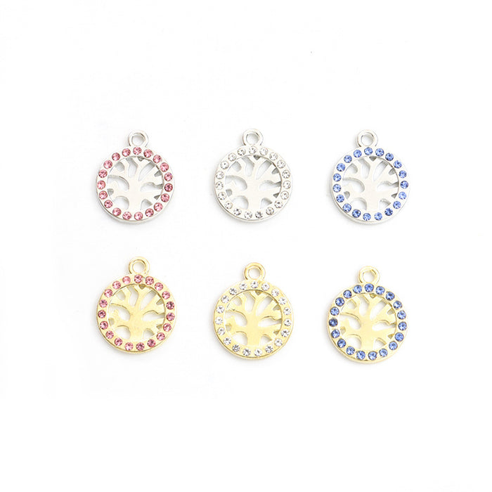 Crystal Tree of Life Charms in Three Colors and Two Tones