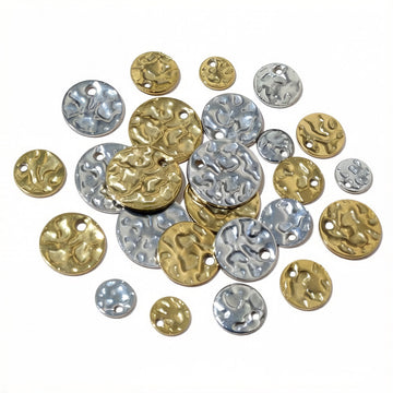 Hammered Round Metal Discs in Gold and Steel Finish Sizes