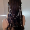 Silver Tone Pearl Chain Draped Hair Clips Decorative Jewelry view 1