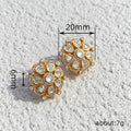 Gold Tone Floral Triangle Clear Stone Cluster Earrings view 4