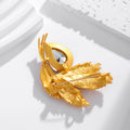 Gold Tone Wheat Two Designs Metal Brooch Pin 4.5 x 6.4 cm view 3