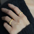 Gold Open Wave Rings Star Accents Matte And Polished Finishes view 2