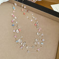 Clear Bead Flower Necklaces and Pink Flower Heart Hoop Earrings view 6