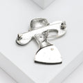 Silver Lady Hat Brooch Abalone Shell Brim Portrait Pin view 4