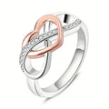 Heart And Infinity Ring In Silver And Rose-Gold Tones view 5