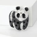 Black White Enamel Rhinestone Panda Bear Brooch Silver Tone view 4