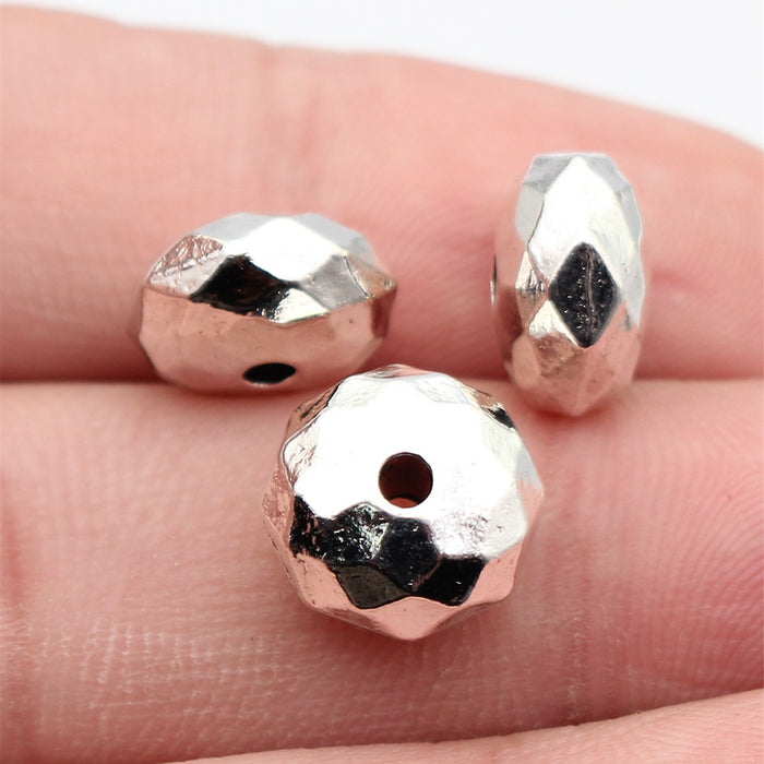 Faceted Disc Bead In Antique Silver For Jewelry Making