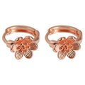Rose Gold Mini Huggie Hoop Peach Blossom Flower Pair view 5