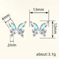 Silver AB Iridescent Butterfly Crystal Stud Earrings view 4