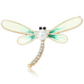 Dragonfly Pearl Brooch Blue Enamel Wings Gold Rhinestone Pin view 2