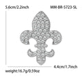 Crystal Fleur De Lis Brooch in Silver or Gold Tone Finish view 4