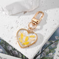Gold Tone Heart Pressed Botanical Resin Clip Keychains view 2