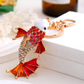 Rhinestone Enamel Koi Fish Keychain Gold Tone Metal Charm view 6