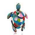 Colorful Enamel Sea Turtle Brooch in Detailed Metal view 1