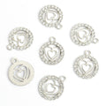 Round Crystal Heart Charms in Gold Tone and Silver Tone view 6