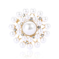 Round Faux Pearl Flower Brooch in Silver and Gold Tones view 5