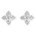 Silver-Tone Pave Crystal Four-Leaf Clover Stud Earrings view 5