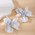 White and Red Layered Ruffled Flower Statement Earrings view 6