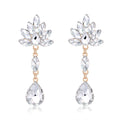 Gold Tone Silver Tone Champagne Flower Teardrop Tassel Crystal Four Designs Metal Dangle view 6