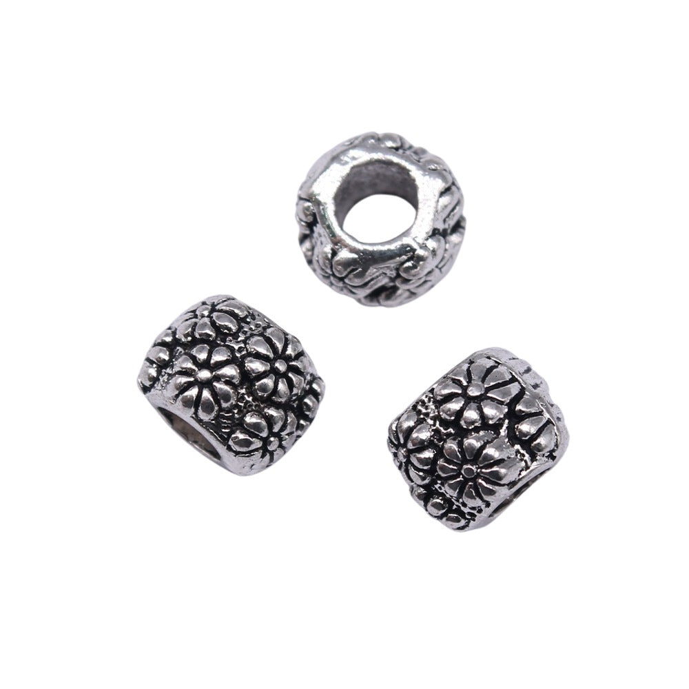11x11x8mm 2.4g Antique Silver Zinc Alloy Large Hole Round Loose Metal Beads for DIY Bracelet Jewelry Making