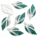 Striped Enamel Leaf Metal Jewelry Charms, 10 Colorways view 7