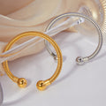Open Cable Twist Cuff Bangle With Polished Ball Ends view 3