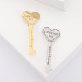 Heart Key Brooch I Love You 520 Engraved Silver Gold view 1