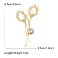 Gold Tone Crystal Tulip Brooch With Faux Pearl Accent view 6