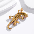 Gold Tone Gecko Crystal Metal Brooch Pin for Jackets and Lapels view 3