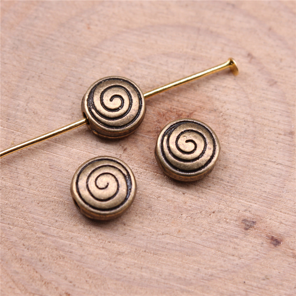 8x8x4mm 0.9g Multicolor Zinc Alloy Swirl Thread Small Hole Beads for Bracelet Necklace DIY Jewelry Making