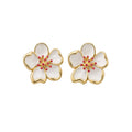 Petal Flower Stud Earrings in Pink White and Silver Tone Designs view 5