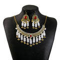 Red and Green Ornate Necklace and Earring Jewelry Sets view 5