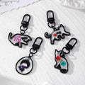 Black Metal Cat Moon Dried Flower Keychains Lobster 4 Styles view 1