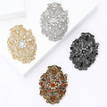 Oval Filigree Floral Crystal Brooch in Four Finishes view 2
