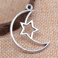 Openwork Crescent Moon and Star Metal Frame Pendant view 2