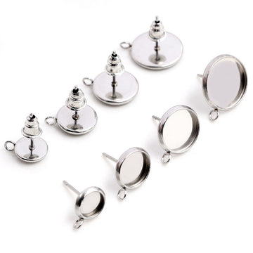 Round Stainless Steel Earring Post Trays with Hanging Loops