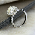 Oval Clear Solitaire Halo Ring In Polished Silver Tone view 2