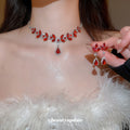 Silver Rhinestone Flower Teardrop Necklace Earring Sets view 2