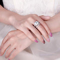Silver-Tone Two-Piece Square Halo Ring Set with Clear Stone Details view 3
