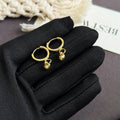 Petite Gold Heart Charm Small Huggie Dangle Earrings view 2