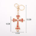 Rhinestone Filigree Cross Keychain Metal Religious Charm view 5
