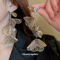 Layered Metal Petal Cluster Drop Earrings Fashion Jewelry view 3