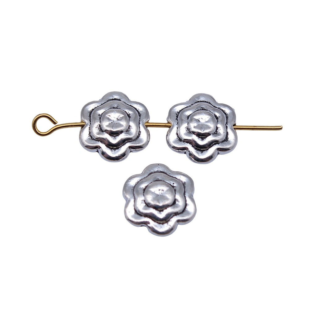 11x11x4mm 1.1g Antique Silver Zinc Alloy Flower Small Hole Beads for Bracelet Necklace DIY