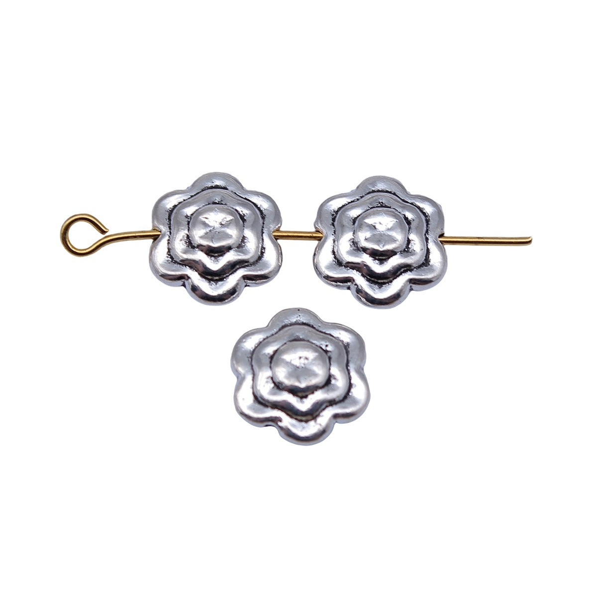 11x11x4mm 1.1g Antique Silver Zinc Alloy Flower Small Hole Beads for Bracelet Necklace DIY