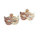 Gold Masquerade Mask Clear Look Small Stud Earrings view 5