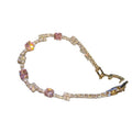 Silver Heart Slider And Gold Pink Square Crystal Link Bracelets view 5